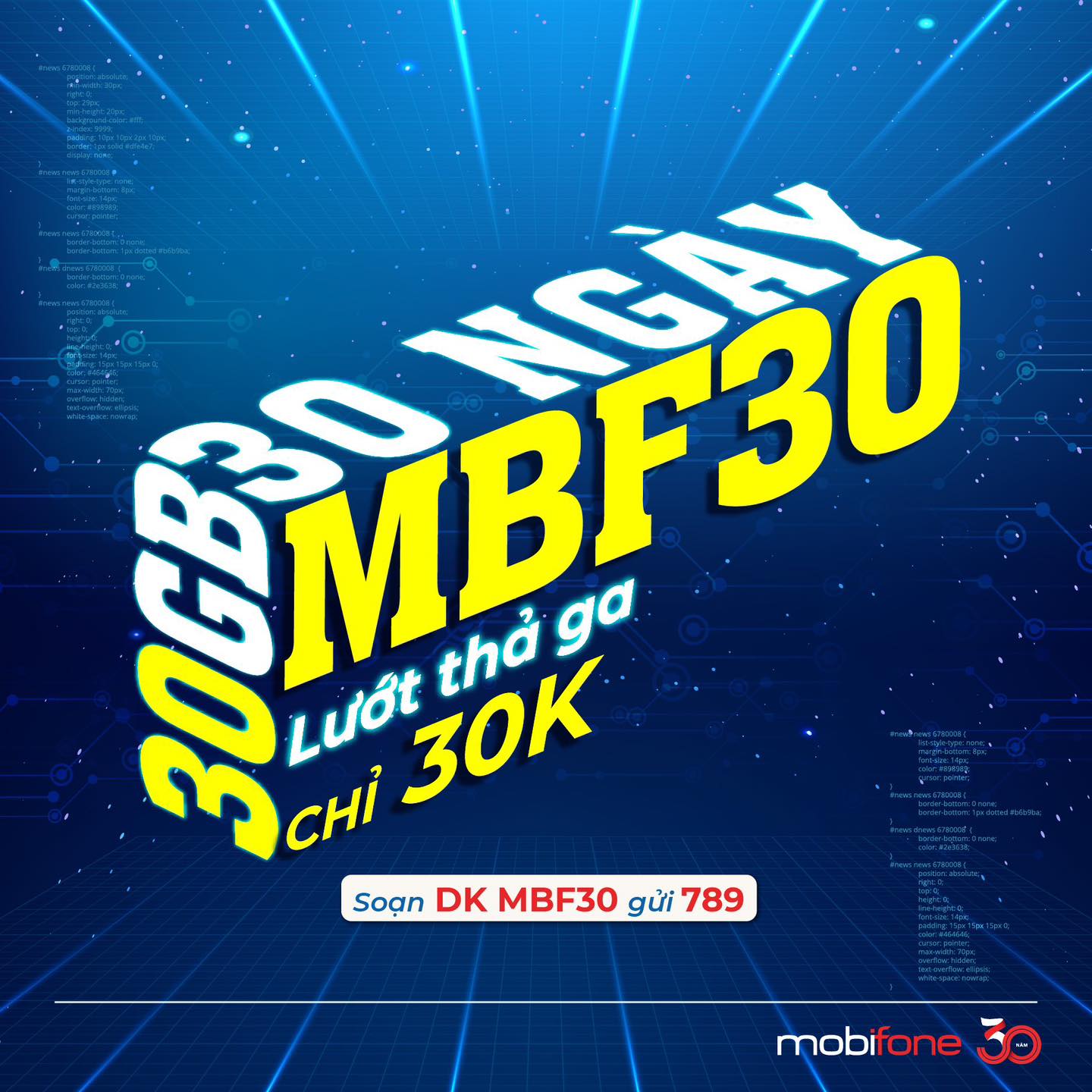 Gói cước MBF30 – Lướt mạng thả ga chỉ với 30k/tuần